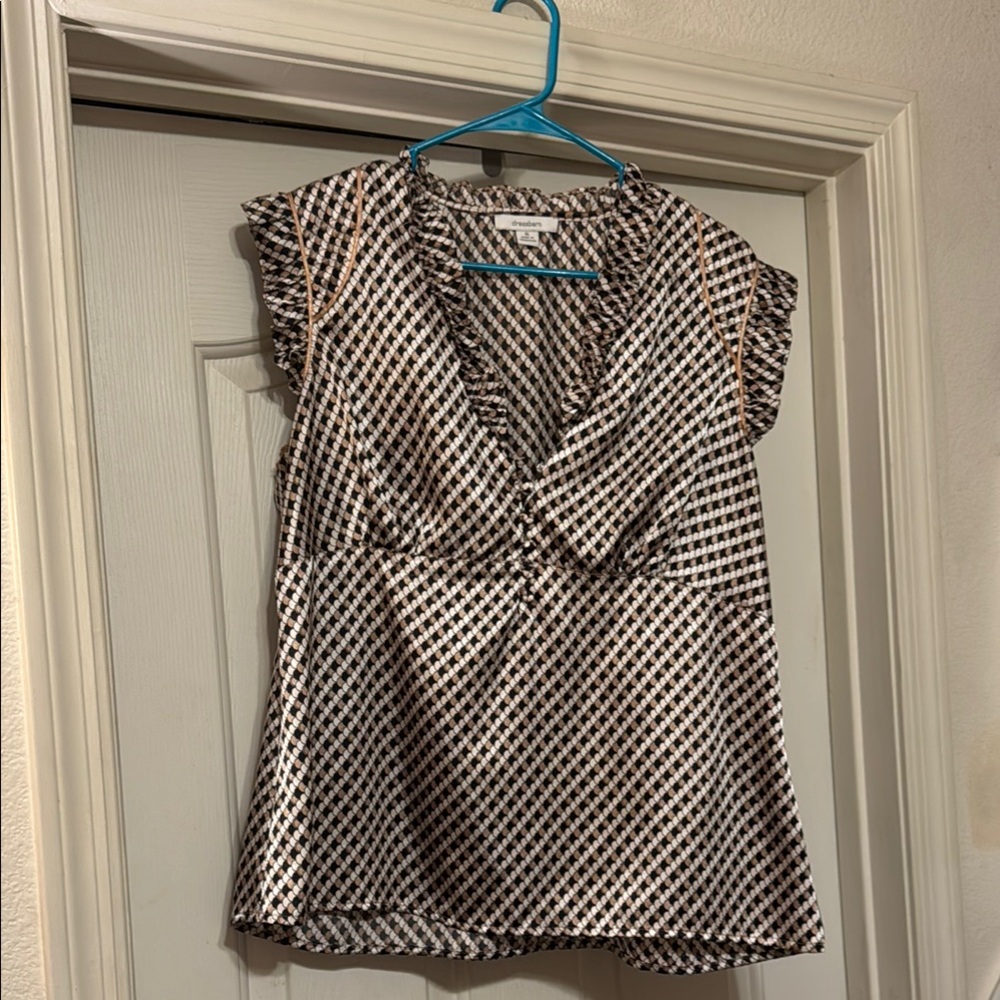 Dress Barn Black and White Ruffled Wrap Blouse